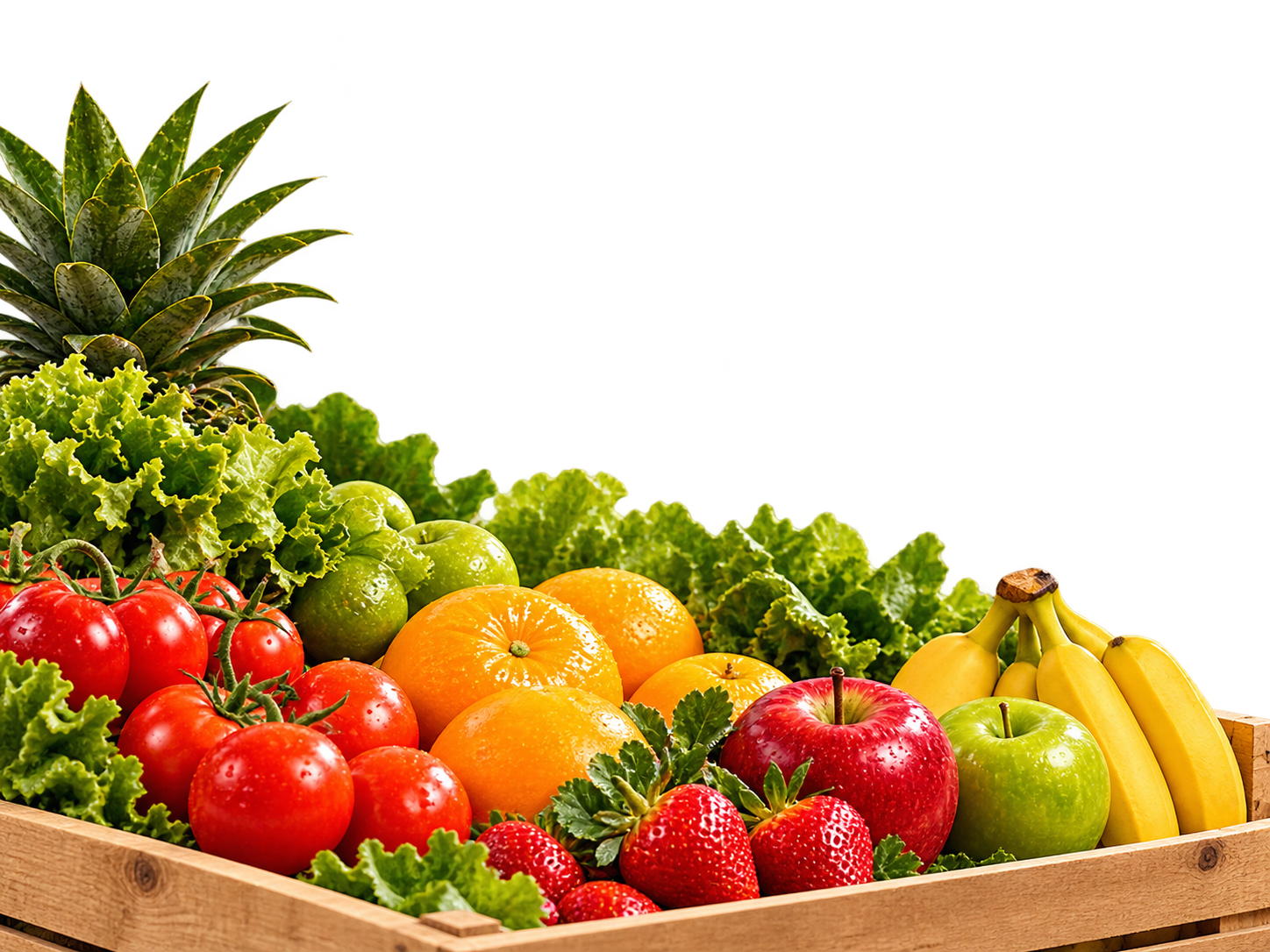 Canasta con frutas y verduras frescas