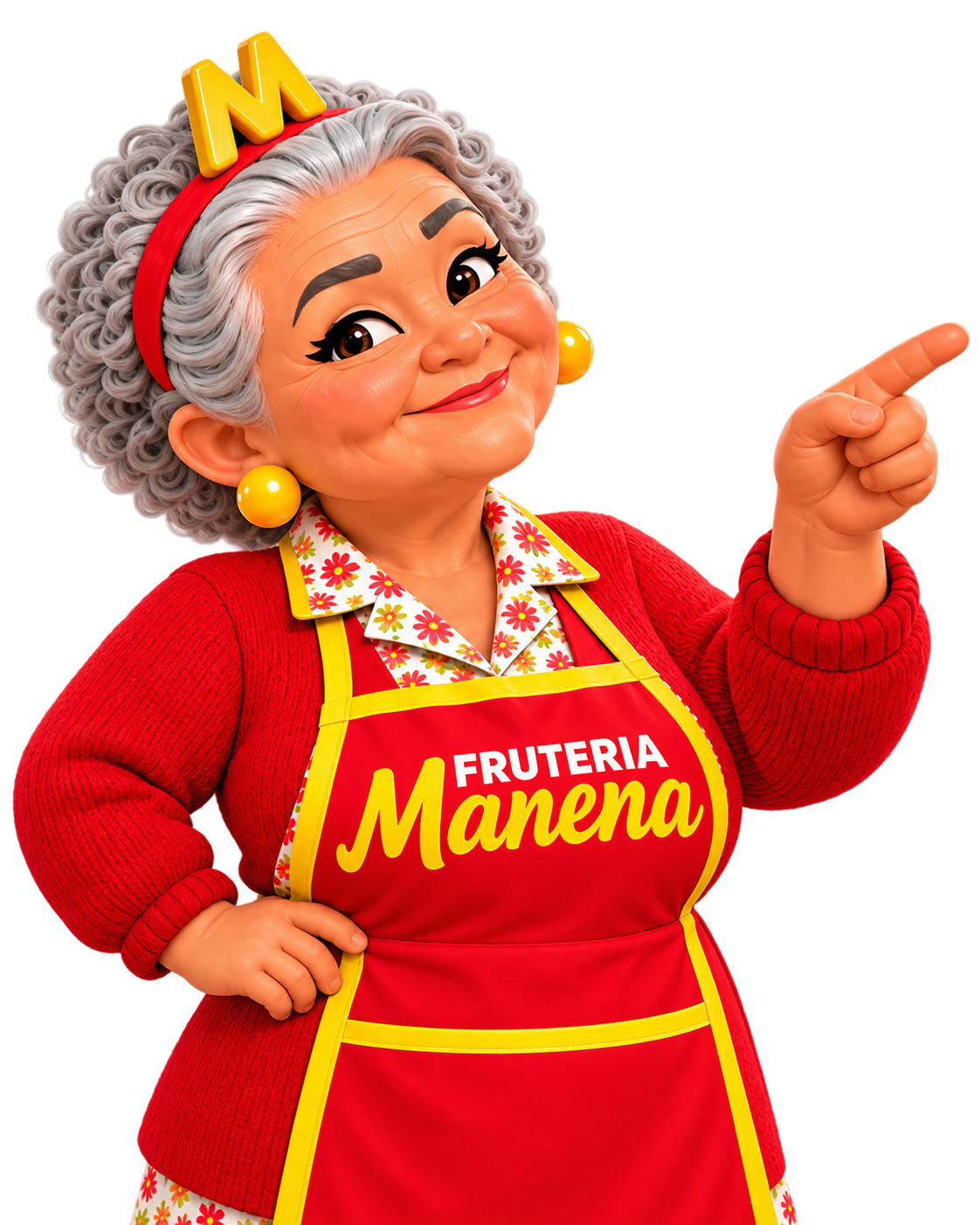 Manena señalando la promoción